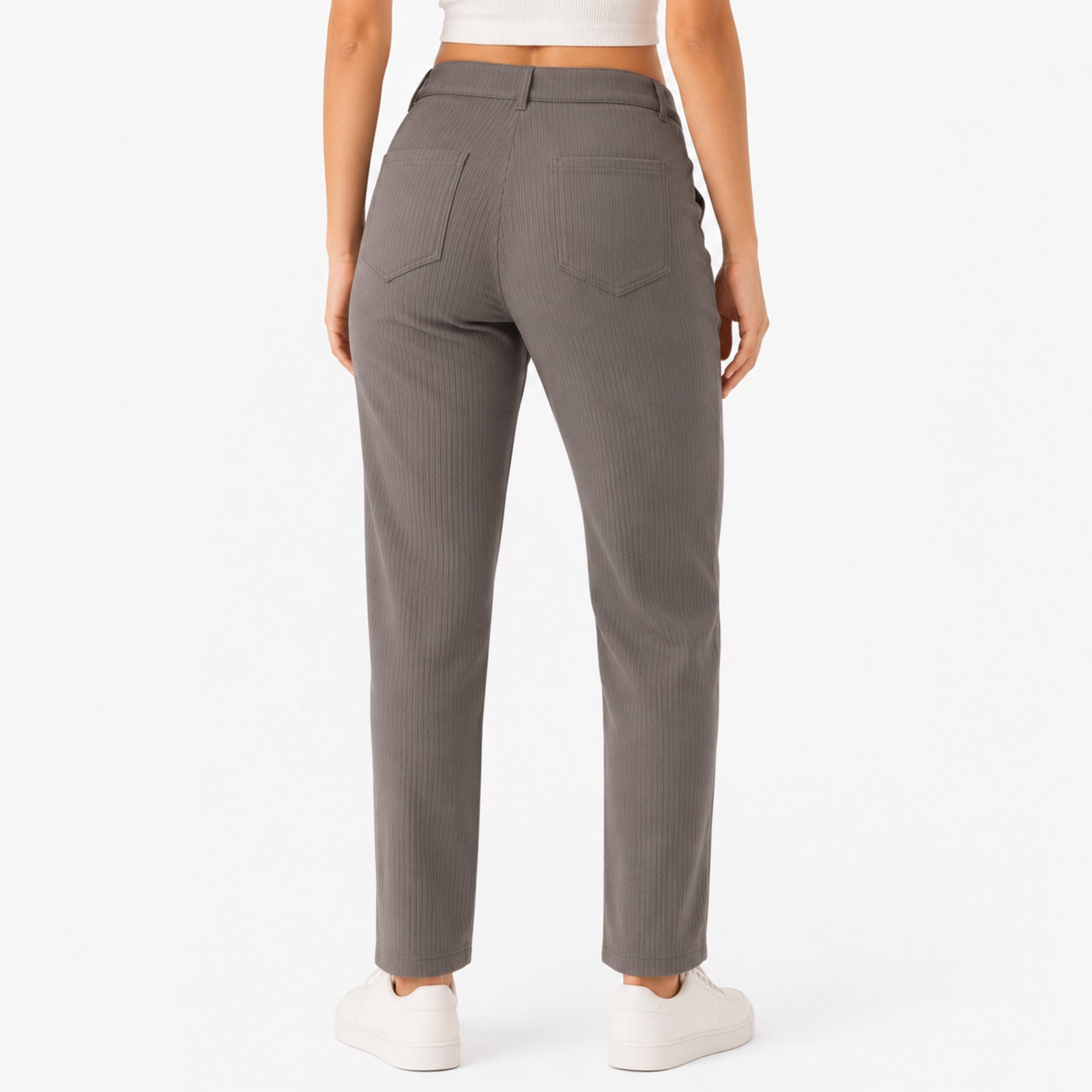 Women's Sleek Grey Tailored Formal Executive Trousers-4