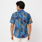 Men's Navy Blue Floral Print Half Sleeve Casual Shirt-4