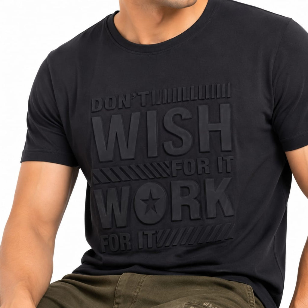 Men's Dark Grey Tonal Motivation Graphic Crew Neck T-Shirt-2