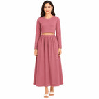 Women's Rust Long Sleeve Crop Top and Maxi Skirt Co-Ord Set-2