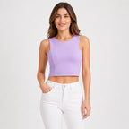 Women's Lavender Sleeveless Round Neck Crop Top-1