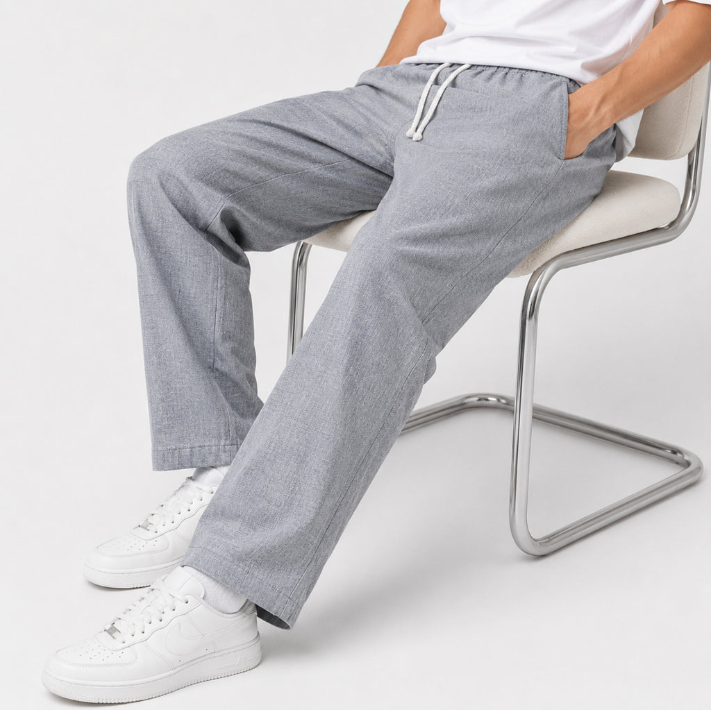 Men's Light Grey Relaxed Fit Lounge Trousers-2