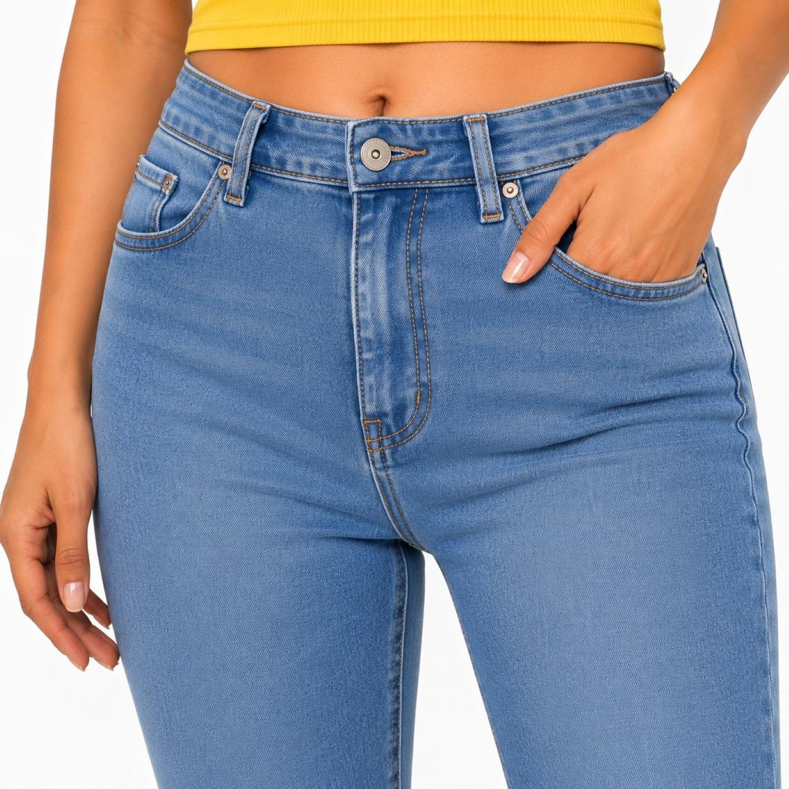 Women's Light Blue Flared High-Rise Jeans | Casual Everyday Denim Pants-3