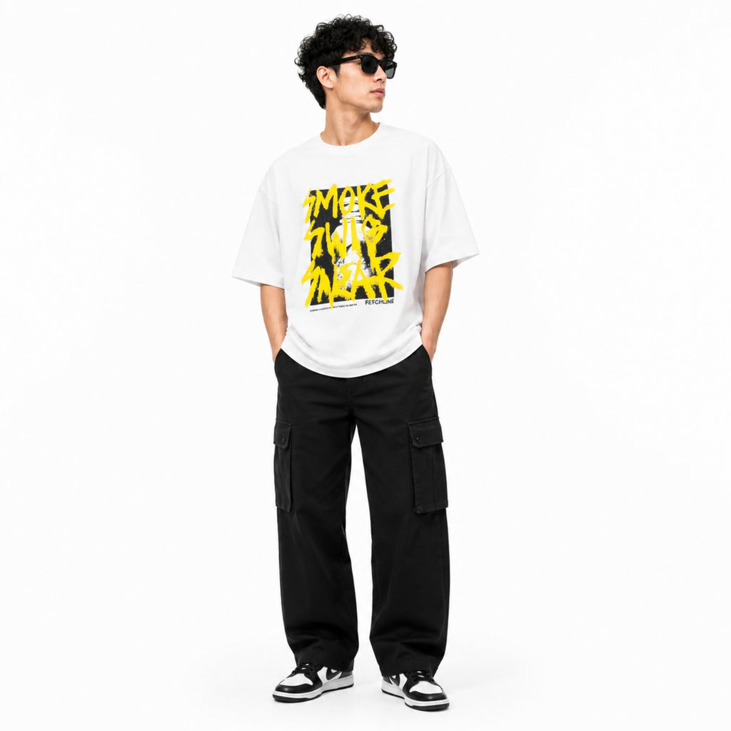 Men's Urban Graphic Print Oversized Cotton T-Shirt-3
