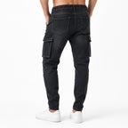 Men's Charcoal Black Cargo Jogger Jeans-4