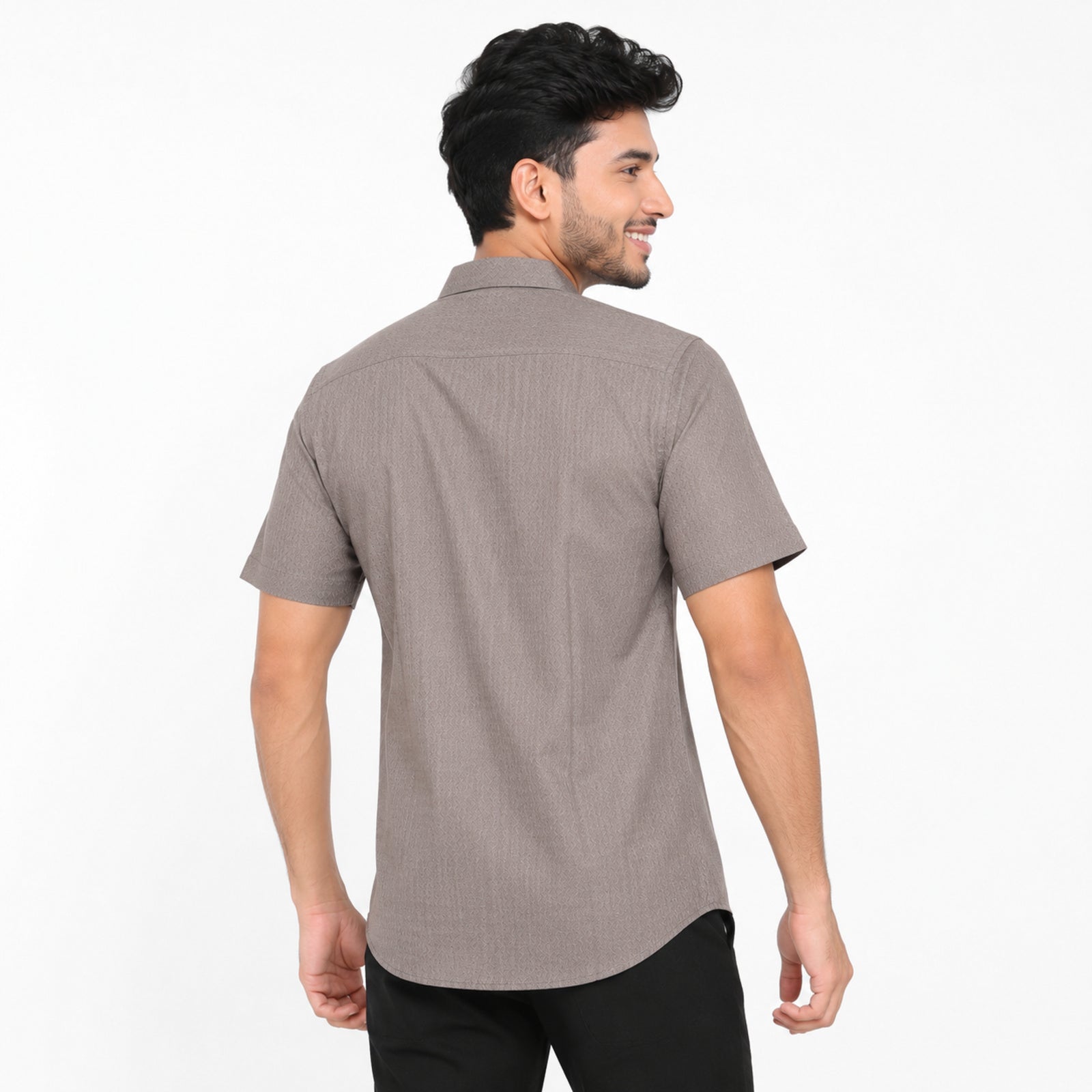 Men's Classic Grey Half Sleeve Casual Shirt-4