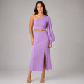 Women's Purple One-Shoulder Crop Top and Midi Skirt Co-Ord Set-1