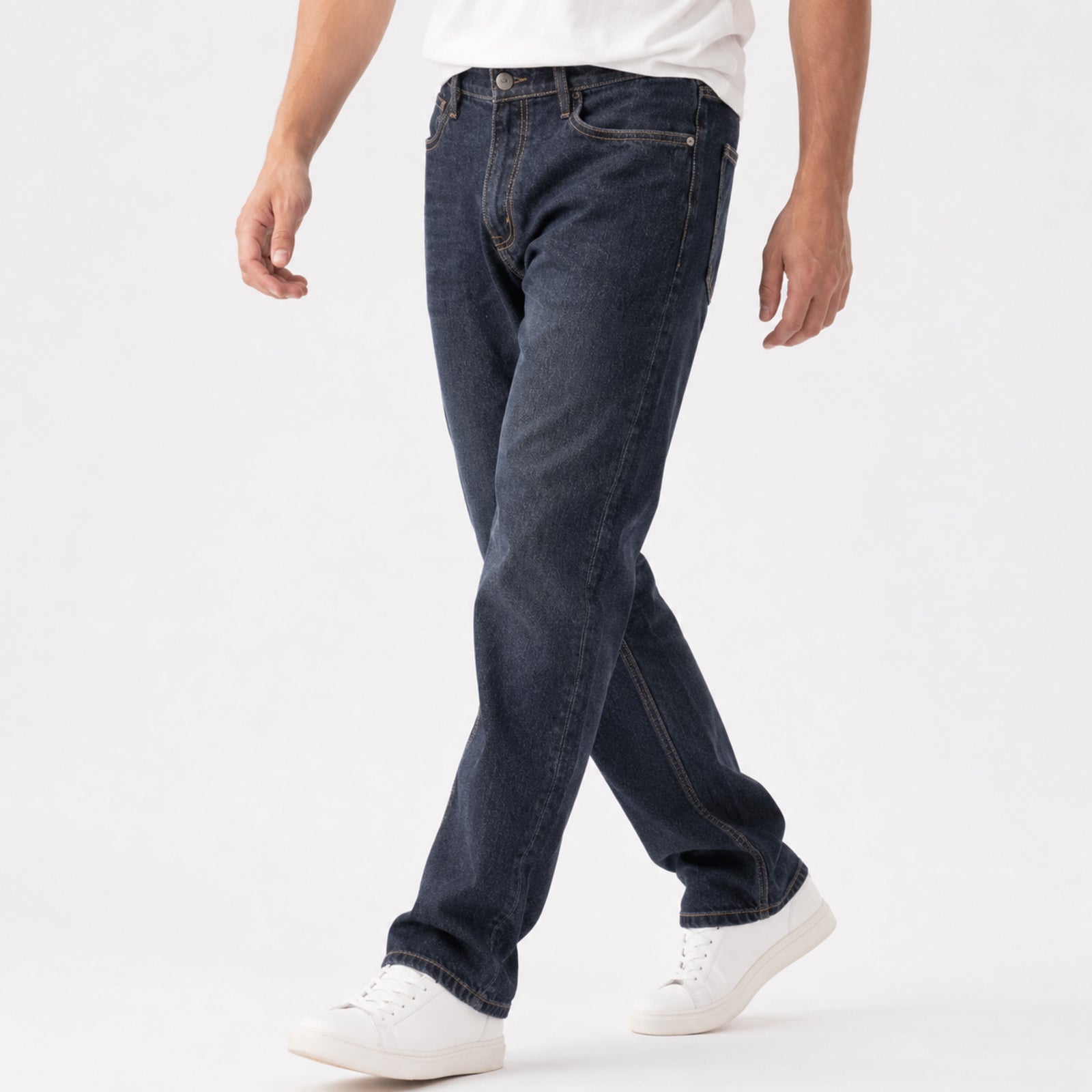 Men's Dark Blue Straight Fit Classic Denim Jeans-4