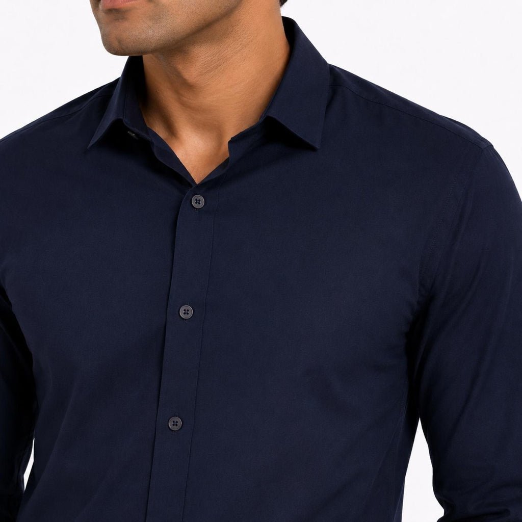 Men's Beige Solid Button-Down Full Sleeve Smart Casual Shirt-2