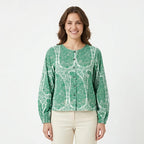 Women's Mint Green Printed Full Sleeve Top-1