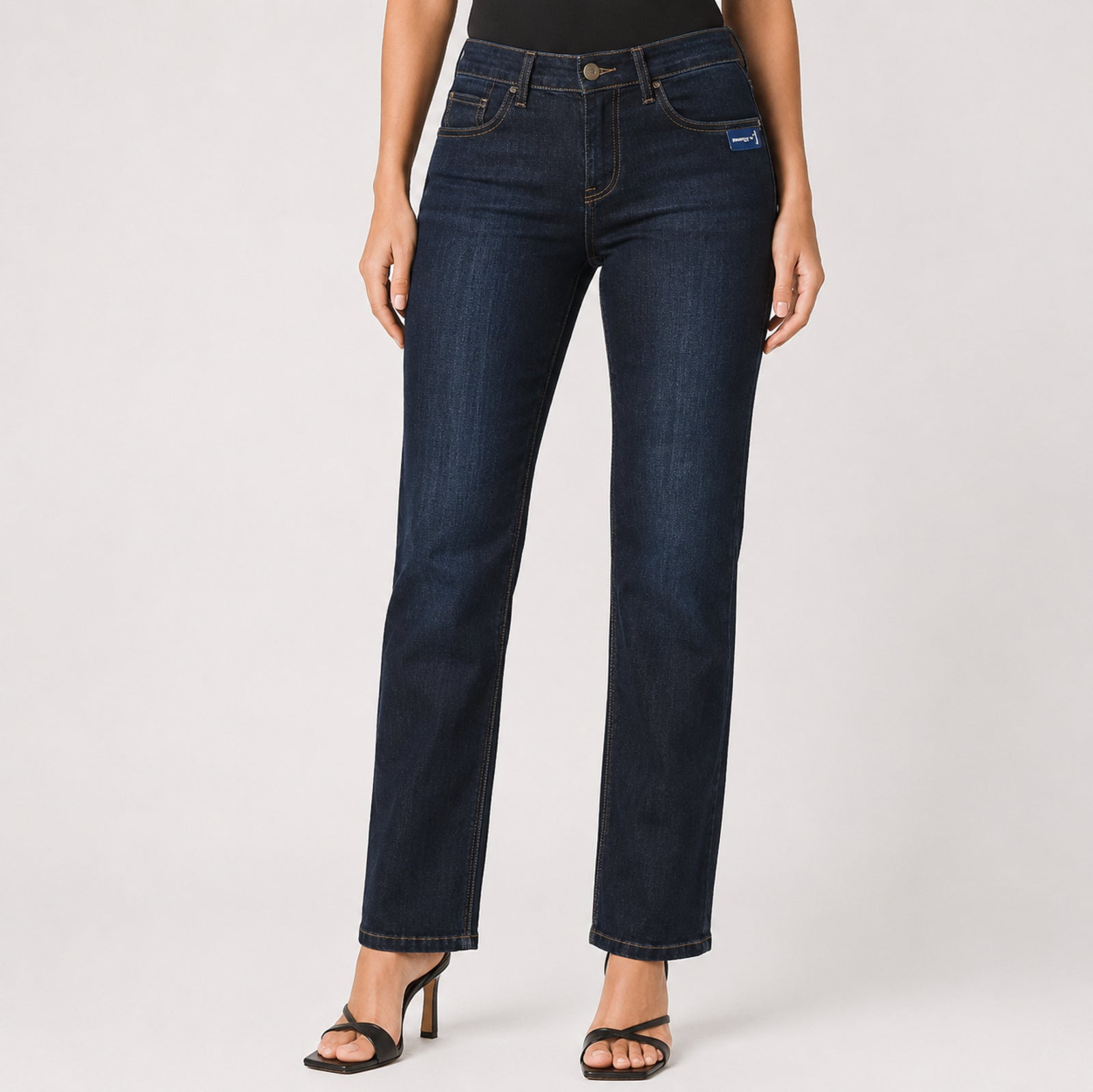 Women's Navy Blue Straight Fit Denim Jeans-1