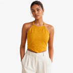 Women's Yellow Halter Neck Crop Top-2