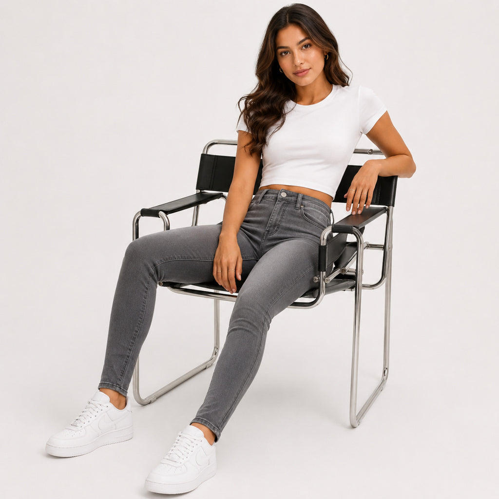Women's Grey Skinny Fit Denim Jeans-4