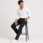 Men's Classic Black Slim Fit Formal Trousers-2