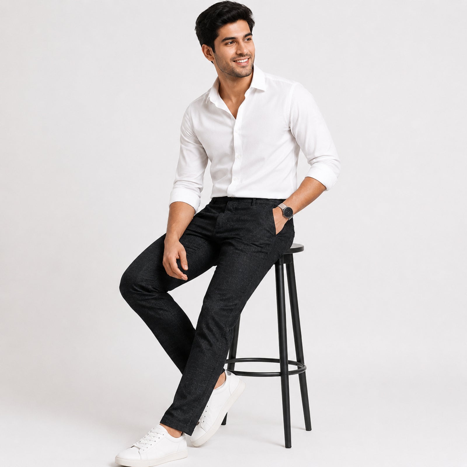 Men's Classic Black Slim Fit Formal Trousers-2