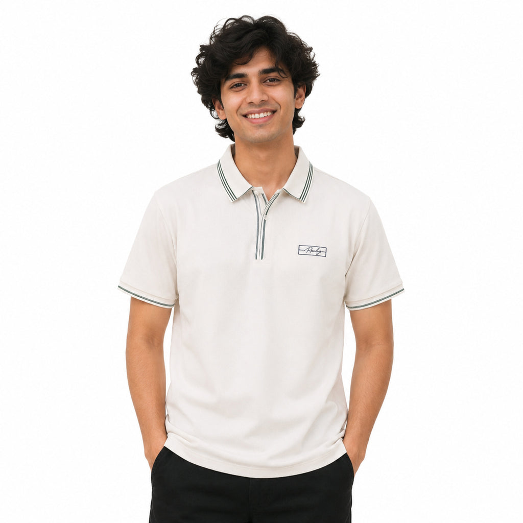 Men's Classic White Polo T-Shirt with Contrast Trim-4