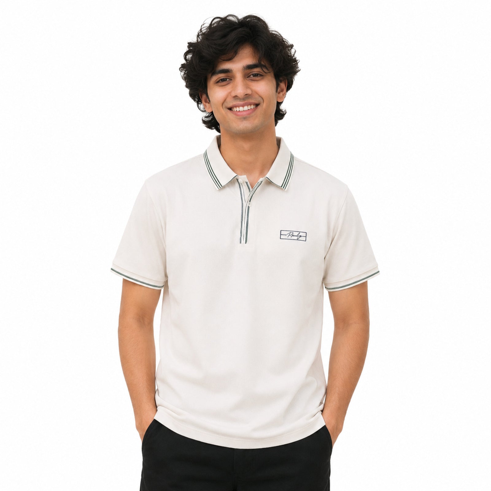 Men's Classic White Polo T-Shirt with Contrast Trim-4
