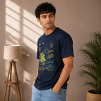Men's Midnight Navy Graphic Oversized Casual T-Shirt-2