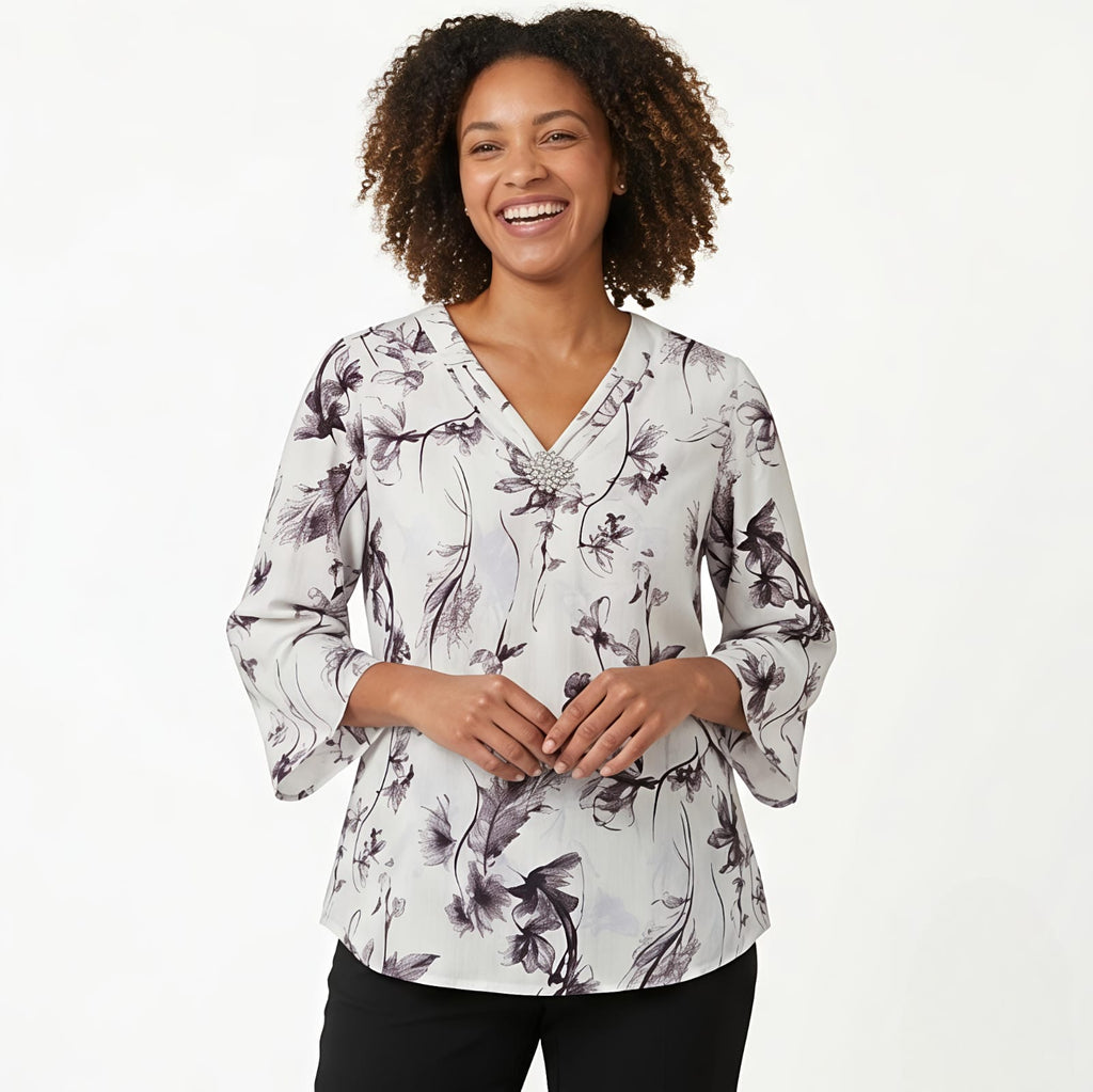 Silver Bloom Floral Women's Top-1