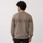 Men's Olive Signature Pattern Winter Knit Sweater-1