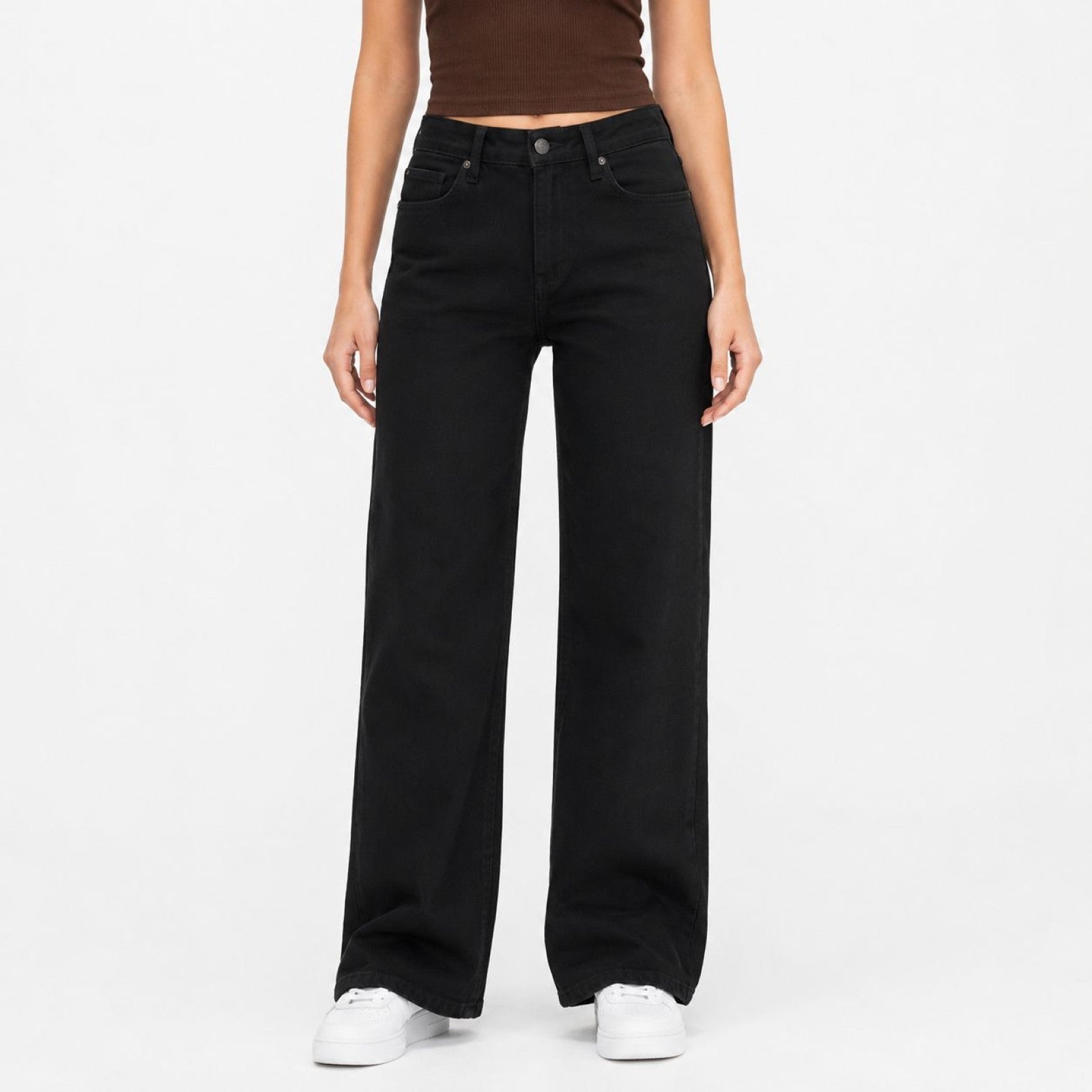 Women's Black Straight Wide Leg Jeans | High-Rise Premium Denim-1