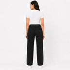Women's Black High-Rise Wide Leg Jeans | Classic Straight Fit Denim Pants-4