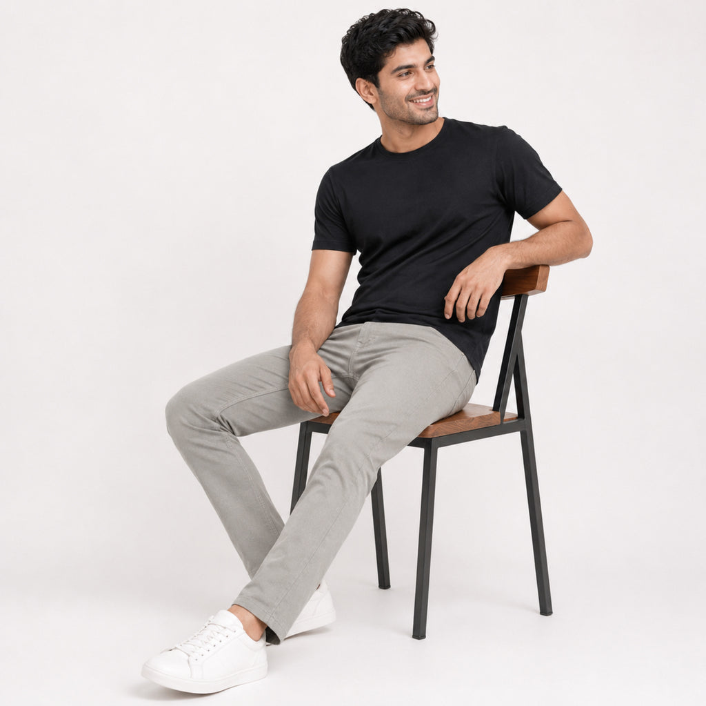Men's Premium Pearl Grey Slim Fit Formal Trousers-3