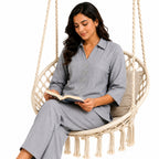 Women's Mist Grey Embellished Lounge Set-3