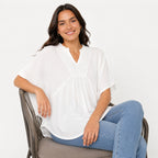 Women's White Relaxed Fit Kaftan Top-3