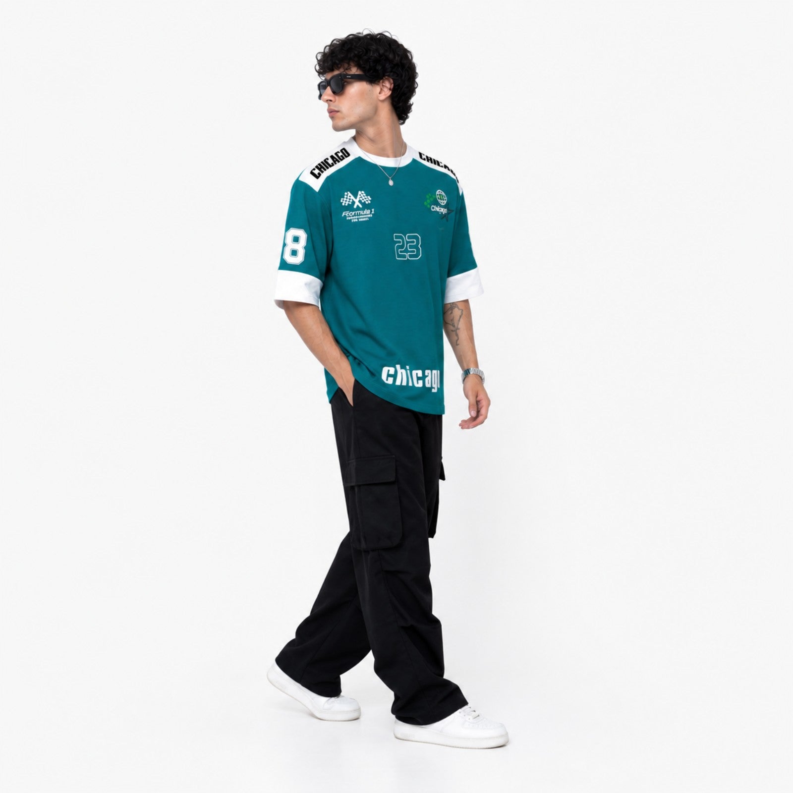 Men's Chicago Graphic Oversized Sports T-Shirt-1