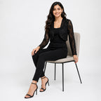 Women's Black Lace Bolero Shrug with Full Sleeves-3