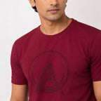 Men's Maroon Graphic Print Crew Neck T-Shirt-3