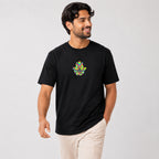 Men's Black Psychedelic Graphic Printed T-Shirt-4