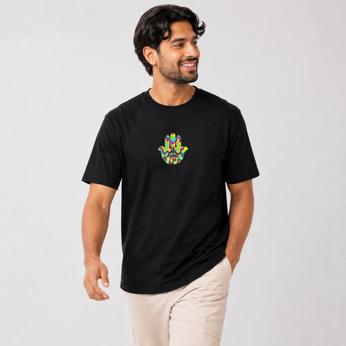 Men's Black Psychedelic Graphic Printed T-Shirt-4