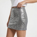 Silver Sparkle Sequin Mini Skirt-3