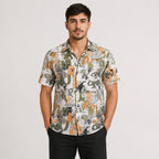 Men's Green Abstract Printed Half Sleeve Casual Shirt-1
