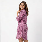 Women's Lavender Printed Casual Shift Dress-4