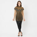 Women's Golden Embroidered Fringe Poncho-1