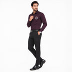 Men's Maroon Slim Fit Embroidered Shirt-3