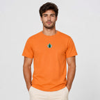 Men's Mustard Orange Solid Crew Neck T-Shirt-3