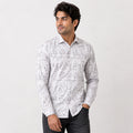 Men's White Abstract Line Print Casual Shirt-4