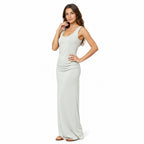 Women's Pista Green Sleeveless Maxi Dress-2