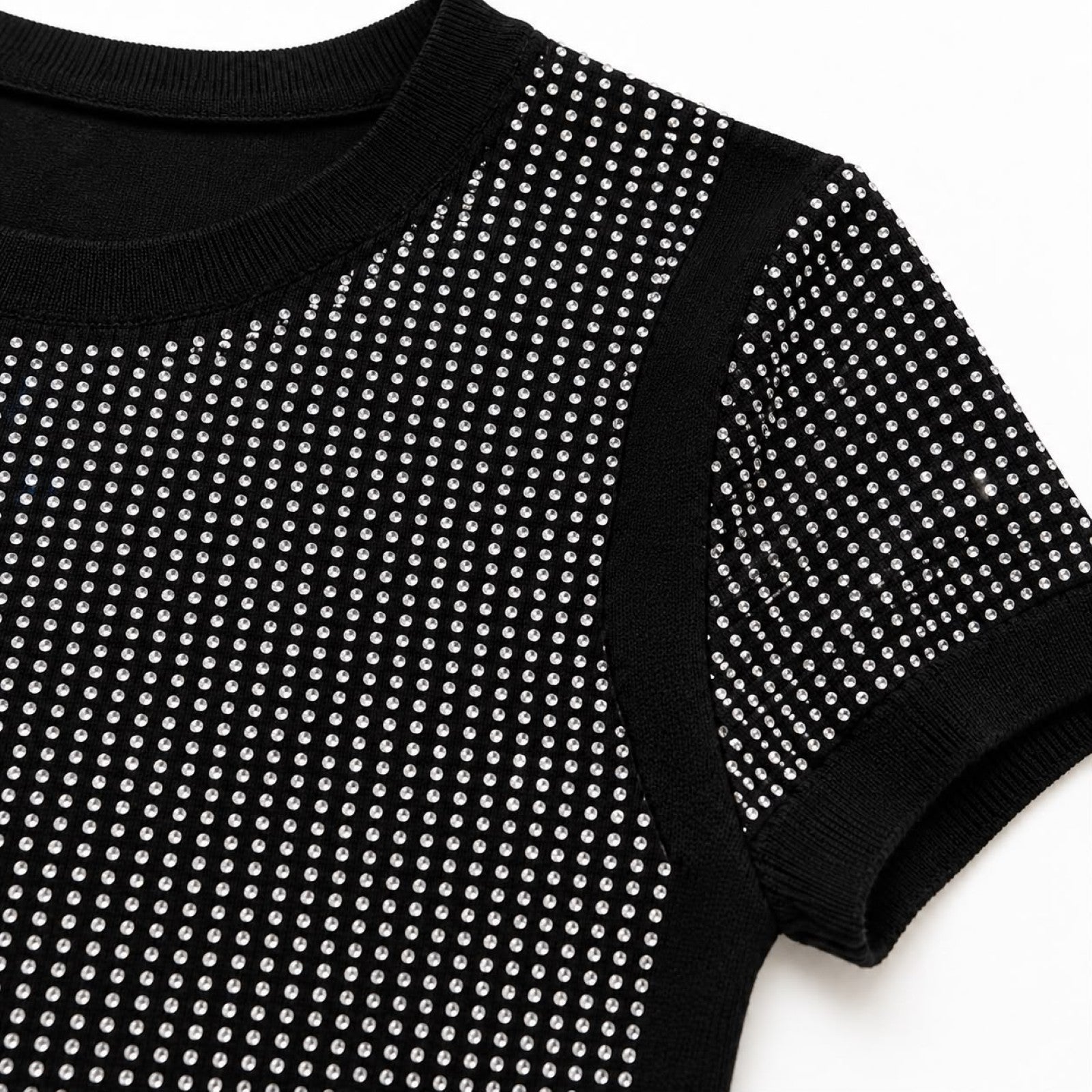 Women's Black Embellished Fitted Knit Top-4