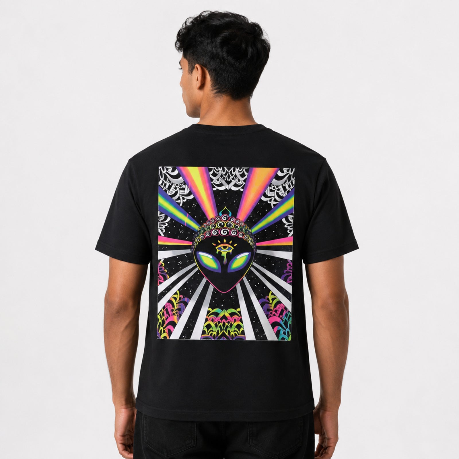 Men's Black Graphic Oversized T-Shirt-1