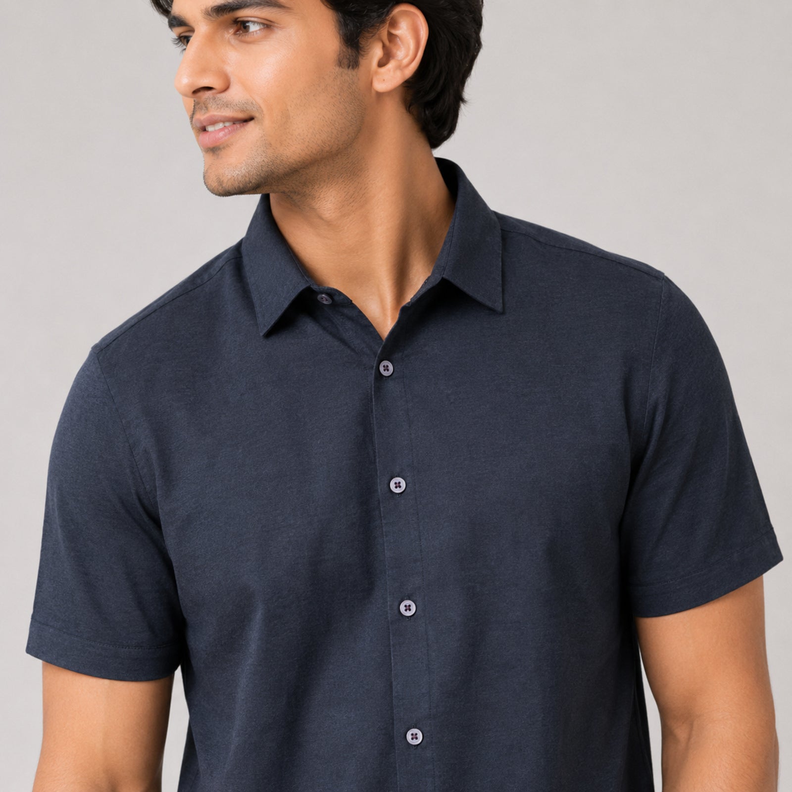 Men's Grey Solid Half Sleeve Casual Shirt-1