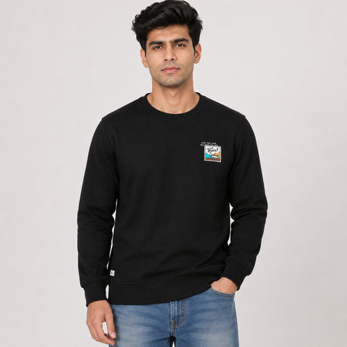 Men's Black Printed Casual Sweatshirt-2