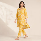 Women's Yellow Printed Kurta Pant Co-Ord Set-2