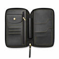 Women's Elegant Luxury Smooth Black Leather Zippered Clutch Wallet and Travel Organizer-1