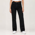 Women's Black Straight Fit Denim Jeans-1