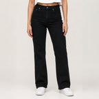 Women's Black Straight Fit Denim Jeans-1